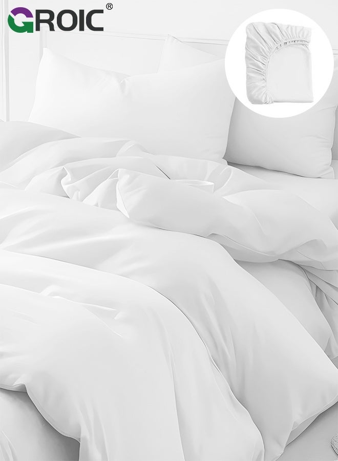 GROIC 4Pcs Disposable Sheet Set, Travel-Safe Disposable Cover Sheets for Travel, Disposable Bed Sheet, Disposable Duvet Cover, Disposable Pillowcases, Perfect for Hotels, Bedding Set for 1.8m Beds - Image 1